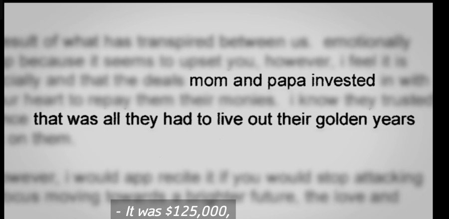 Image of email from Barbara, found on Barbara's computer, describing her family's investment in some of Hamburg's ponzi schemes.